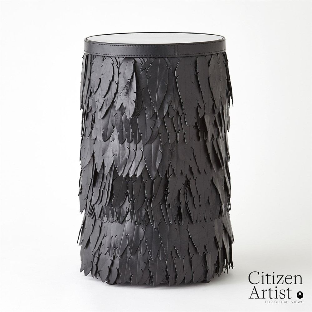 Additional view of Emily Martini Table in black and white, featuring flat circular tabletop suitable for lamp or decor.