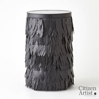 Additional view of Emily Martini Table in black and white, featuring flat circular tabletop suitable for lamp or decor.