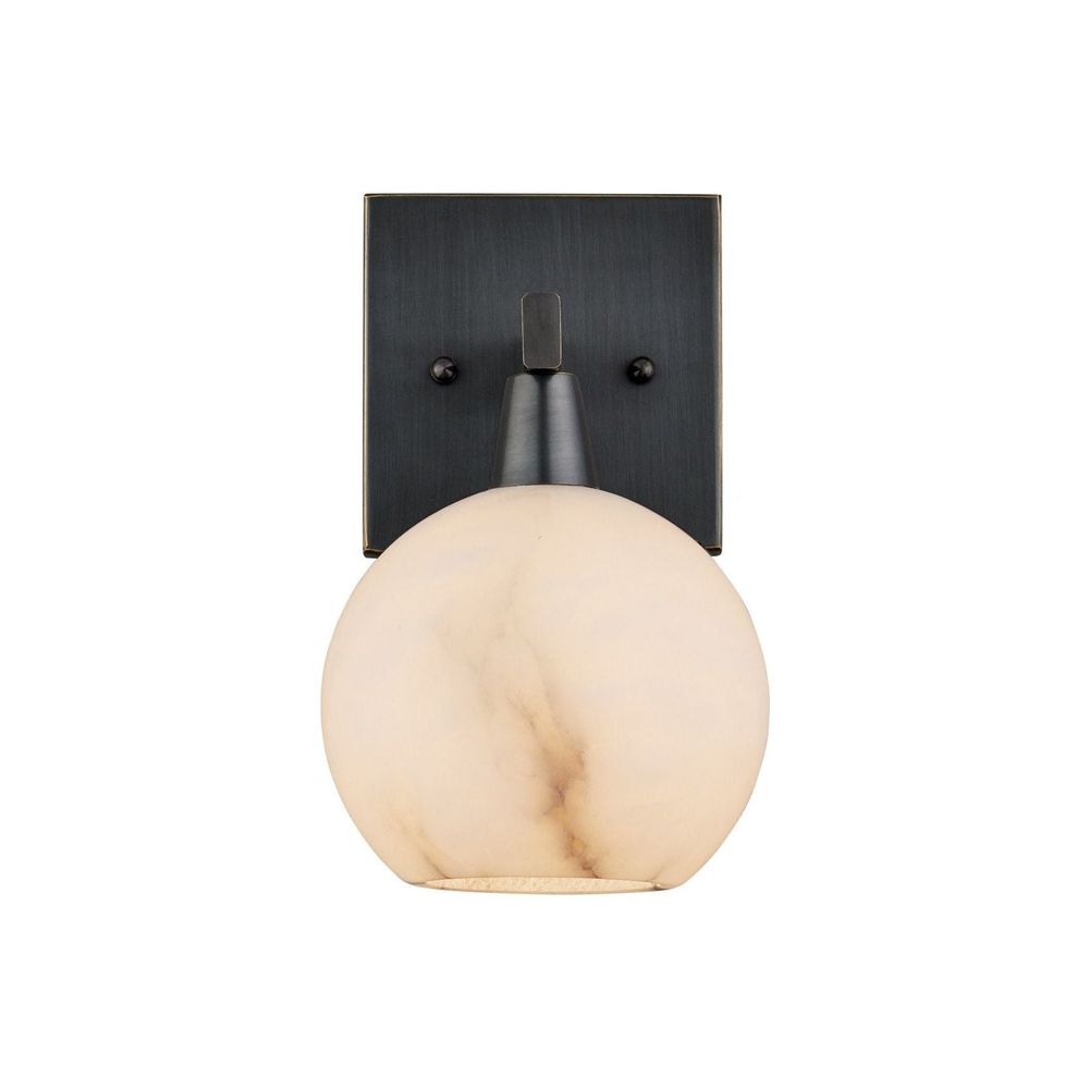 Additional view of Bombelles Bronze Bath Wall Sconce in oil-rubbed bronze and creamy off-white.