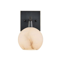 Additional view of Bombelles Bronze Bath Wall Sconce in oil-rubbed bronze and creamy off-white.