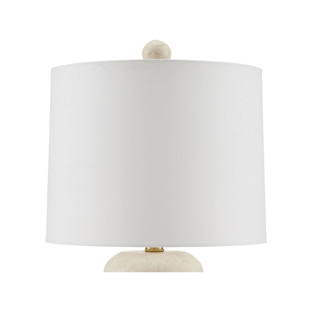 Additional view of Girault White Table Lamp in beige and off-white, featuring natural stone finish and a table lamp base.