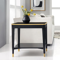 Alternate view of Wilson End Table-Ebony, featuring painted finish, wood, metal, and open lower shelf for storage or display.