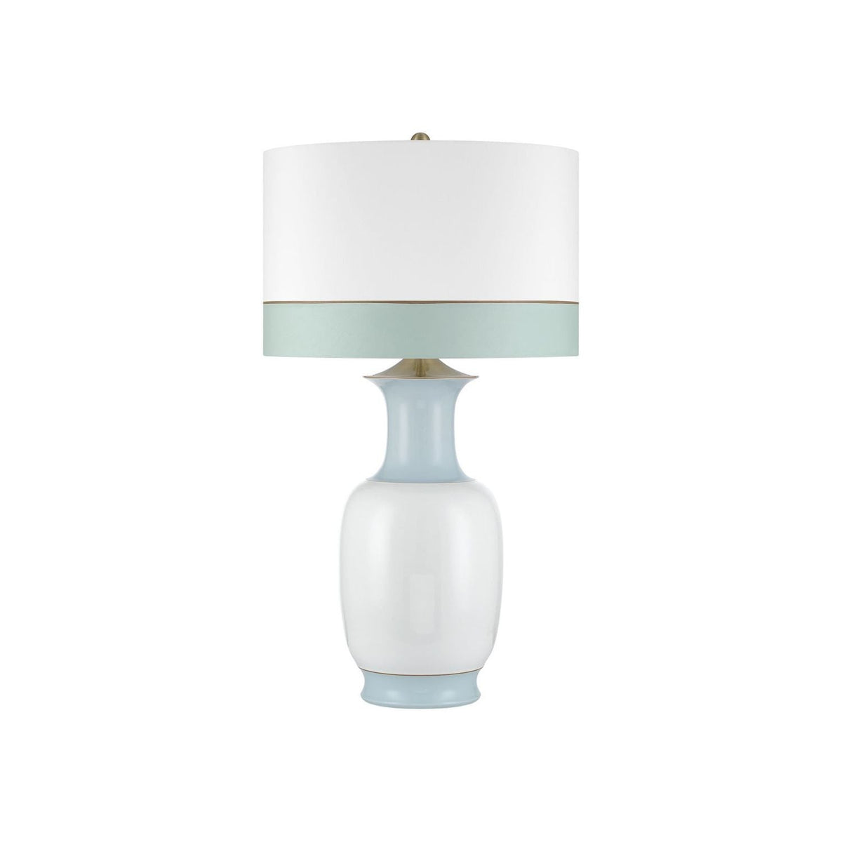 Additional view of Kora Large Blue Table Lamp in white and pale blue.