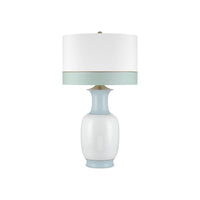 Additional view of Kora Large Blue Table Lamp in white and pale blue.