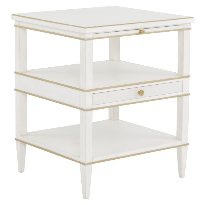 Alternate view of Camille End Table, featuring painted finish, wood, metal, and pull-out writing tablet.
