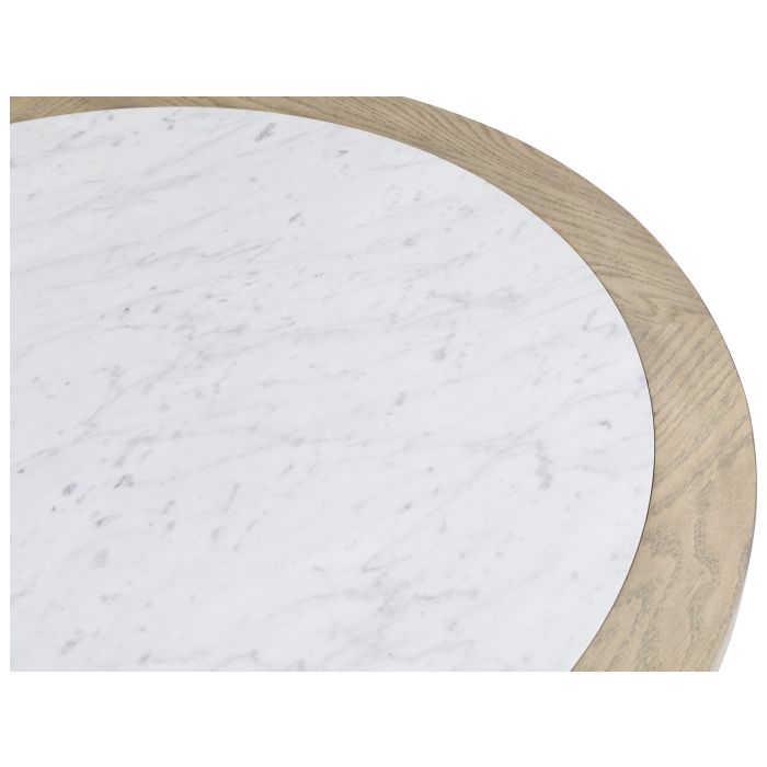Additional view of Everett Large Round Bunching Cocktail Table in white and light oak.