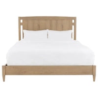 Maxwell Bed, shown in light natural oak with wood, metal, and platform frame with slat support.