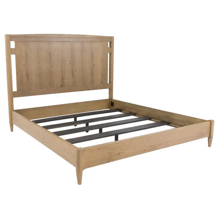 Additional view of Maxwell Bed in light natural oak and white, featuring platform frame with slat support.