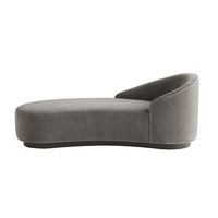 Alternate view of Carver Chaise Sharkskin Velvet Grey Ash, Left Arm in taupe gray and warm gray.