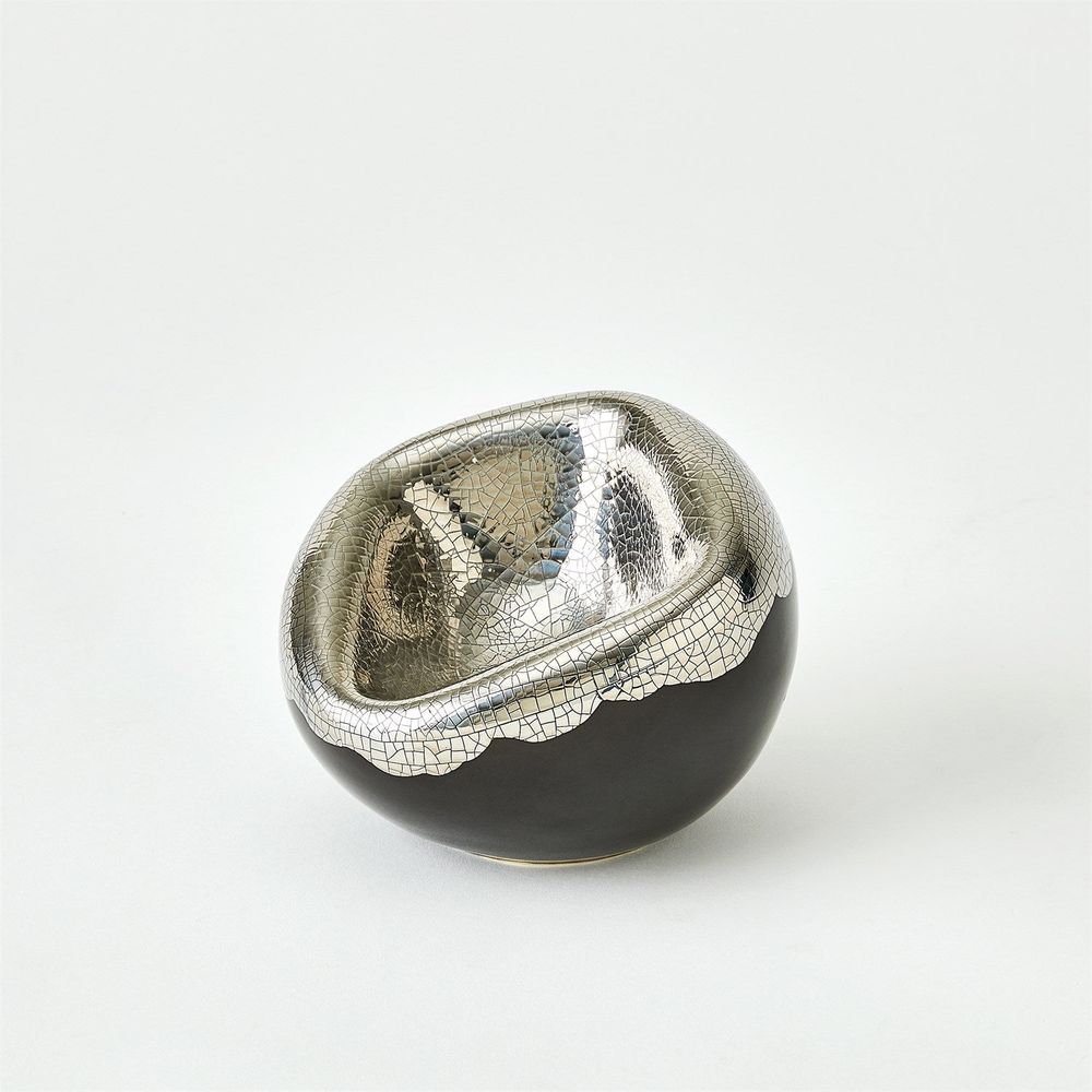 Squished Bowl-Platinum Crackle-Sm
