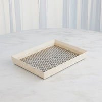 Additional view of Infinity Tray in cream and beige, featuring light wash and raised perimeter rim.