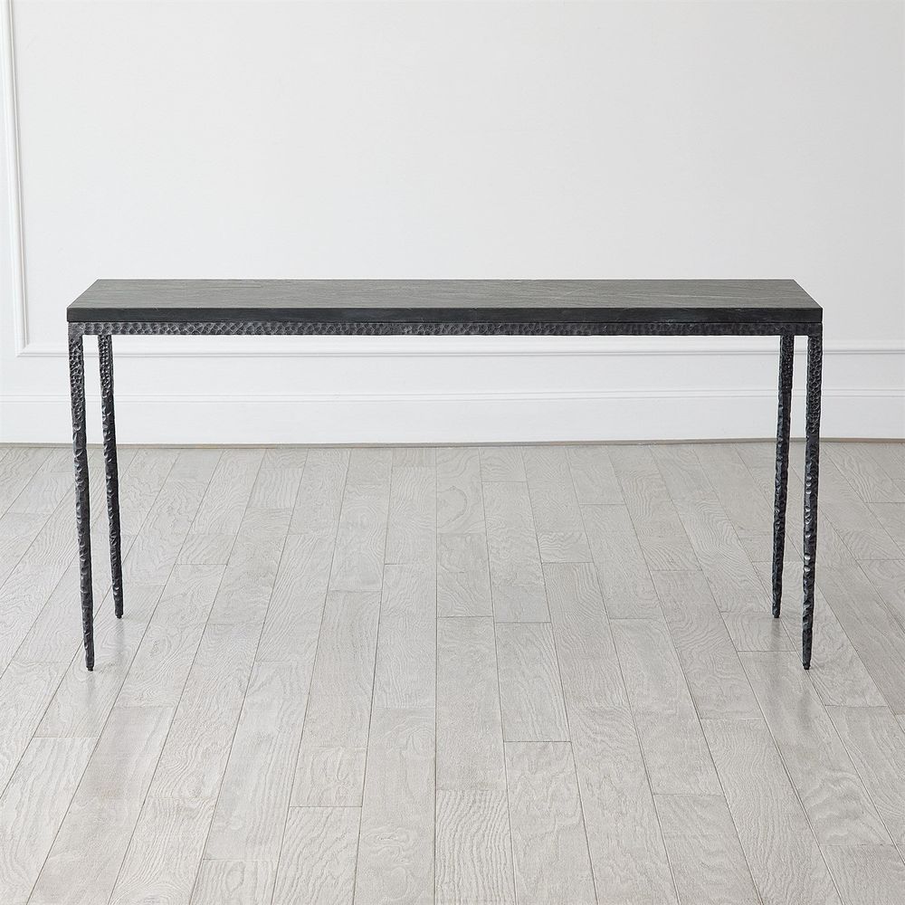 Alternate view of Forrester Console-Blackened/Flamed Marble-Lg in charcoal black and dark gray.