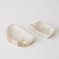 Quartz Tray-Lg, shown in off-white and cream with quartz, stone, and shallow recessed basin.