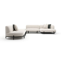 Madera L Sectional 272.25, shown in ivory and off-white with fabric upholstery and wood.