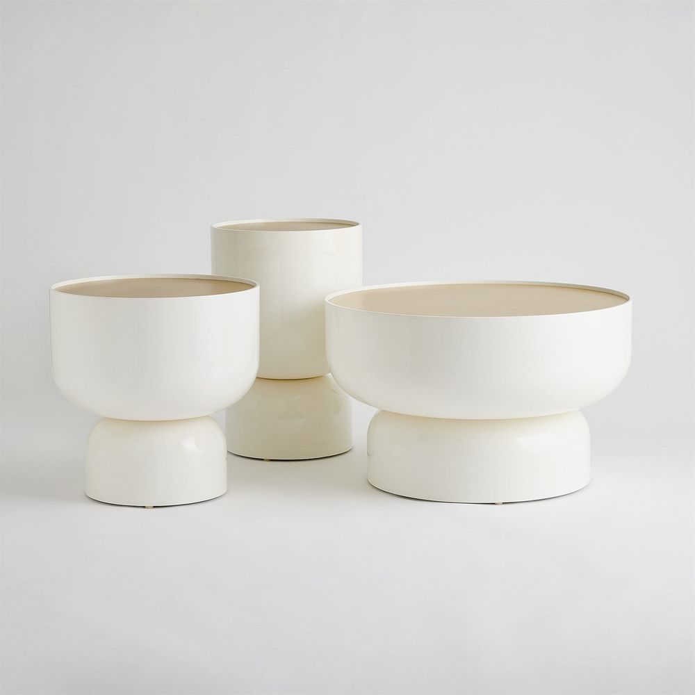 Alternate view of Three Kings Side Table-Sm in ivory and white.