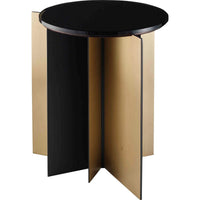 Additional view of Ray Drink Table in black and brass gold, featuring a compact round top.