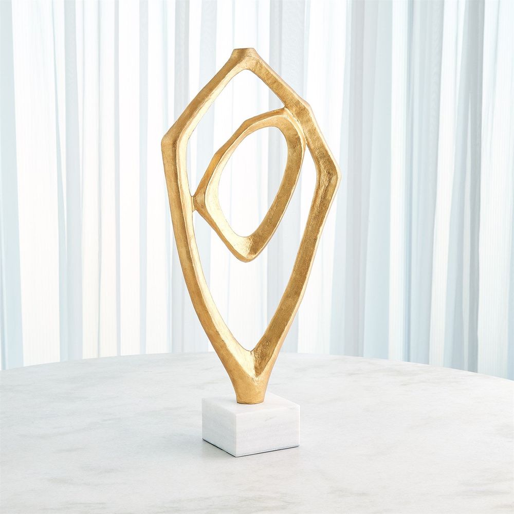 Additional view of Interplay Sculpture-Gold Leaf in gold and white.