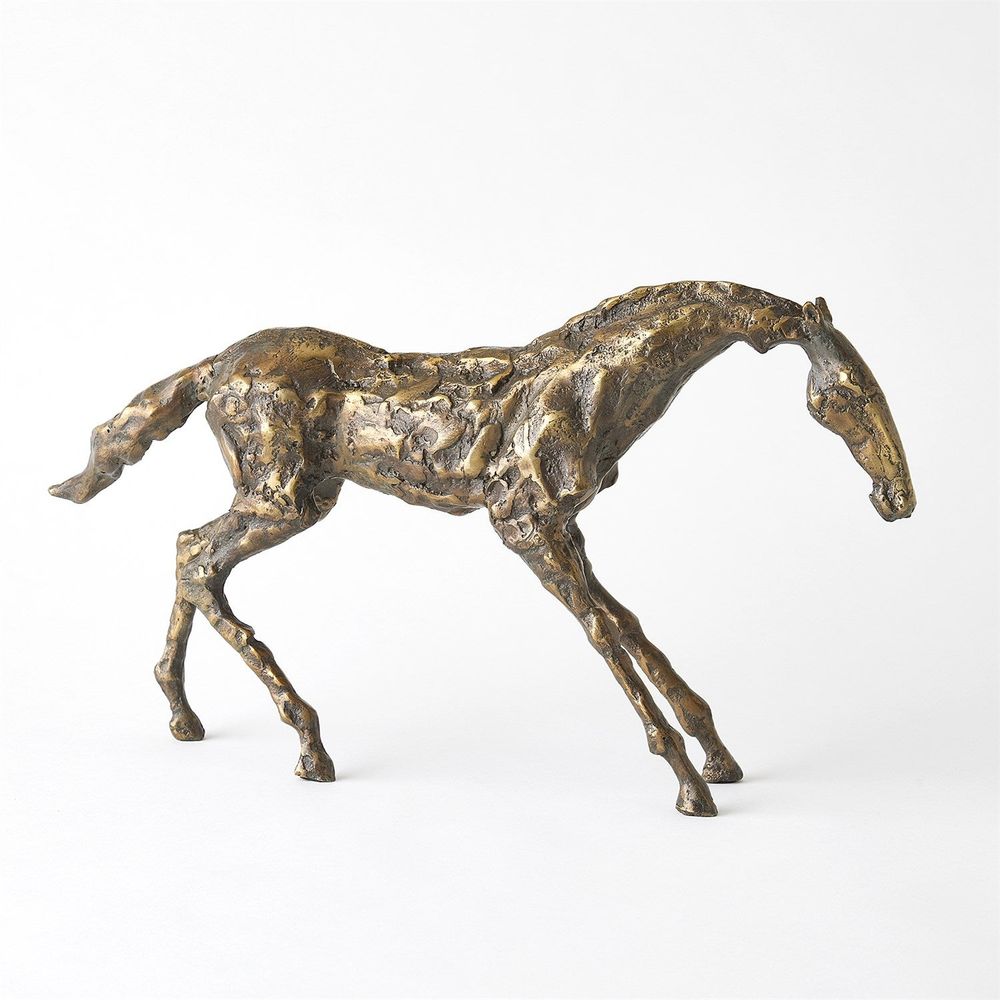 Alternate view of Cast Stallion-Bronze, featuring textured finish, cast bronze, metal, and freestanding solid cast form.