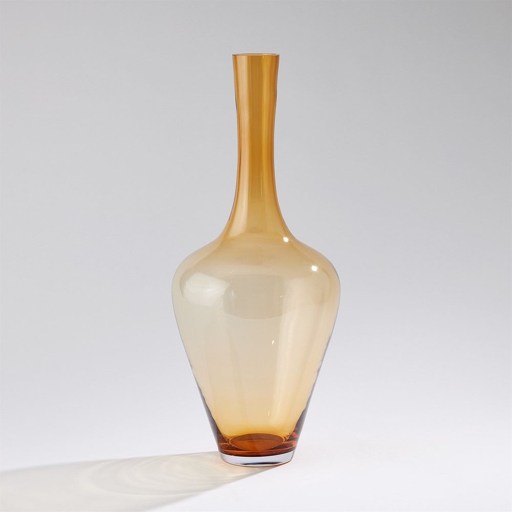 Alternate view of Ambrosia Vase-Caramel-Sm, featuring glossy transparent finish, blown glass, and narrow neck opening.