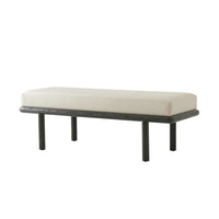 Alternate view of Repose Upholstered End Of Bed Bench, featuring wood, fabric upholstery, and fixed cylindrical legs.