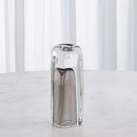 Alternate view of Tower T-Lite Holder / Vase Medium in clear and smoke gray.