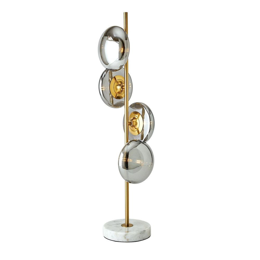 Additional view of Stellar Table Lamp-Smoke/Brass in brass gold and smoke gray.