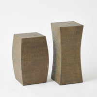 Alternate view of Lames Table-Aged Brass-Wide, featuring textured finish, brass, metal, and a flat solid top surface.