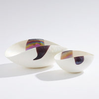 Alternate view of Mirabelle Bowl-Ivory/Plum-Lg, featuring matte textured exterior, ceramic, porcelain, and open vessel form.