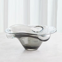 Alternate view of Triple Bubble Bowl-Grey, featuring glossy finish, glass, and open vessel form.