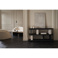 Additional view of Movement Lounge Chair in ivory and cream, featuring textured finish and integrated fixed arms.