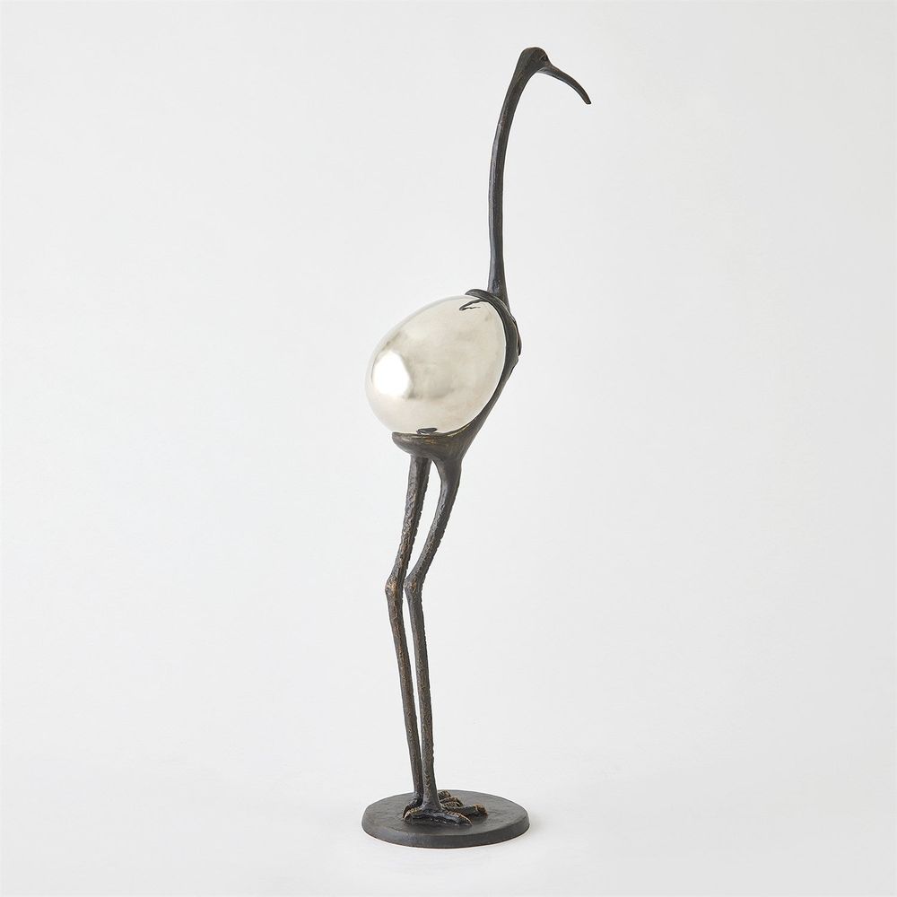 Alternate view of Precious Egg Sculpture-Nickel in dark bronze and nickel silver.