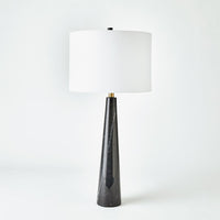 Alternate view of Pinnacle Marble Lamp-Black, featuring polished stone finish, marble, fabric, and a table lamp base.