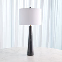 Additional view of Pinnacle Marble Lamp-Black in black and white, featuring polished stone finish and a table lamp base.