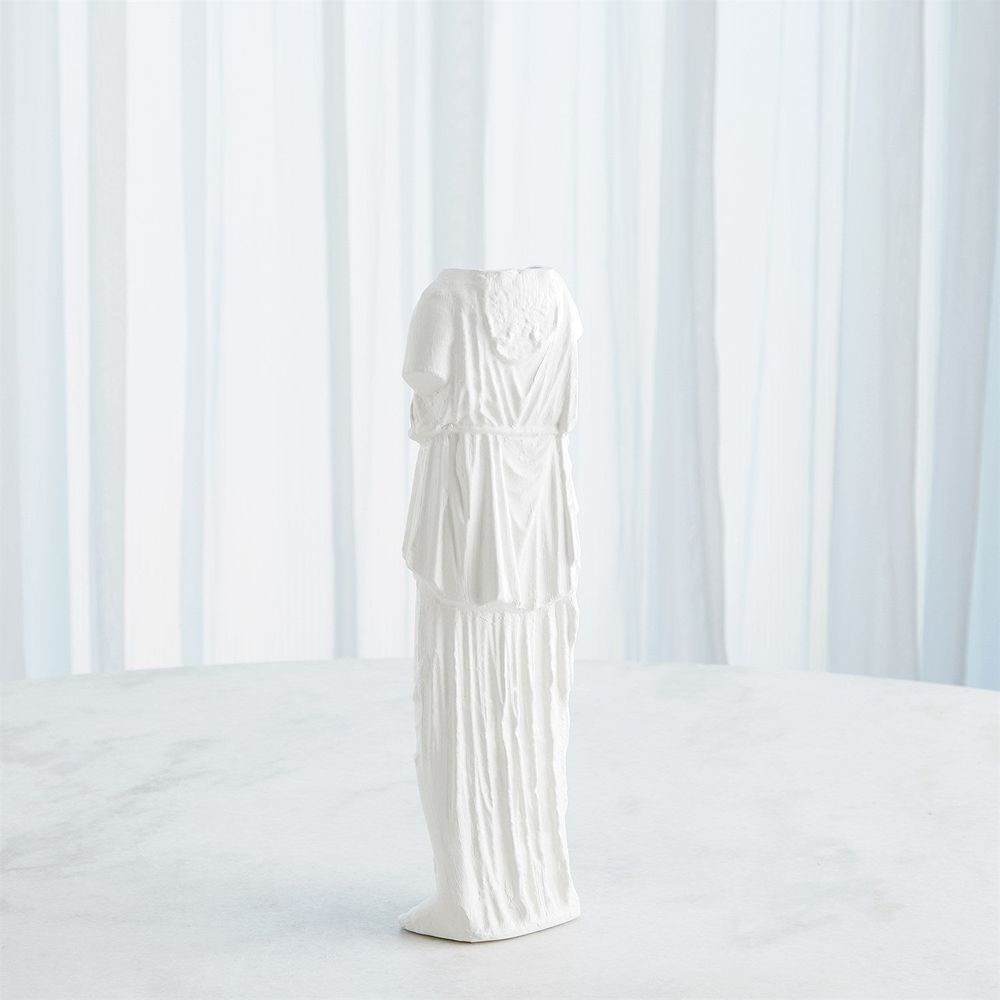 Additional view of Greco Vase-Matte White-Lg in matte white and warm off-white interior.