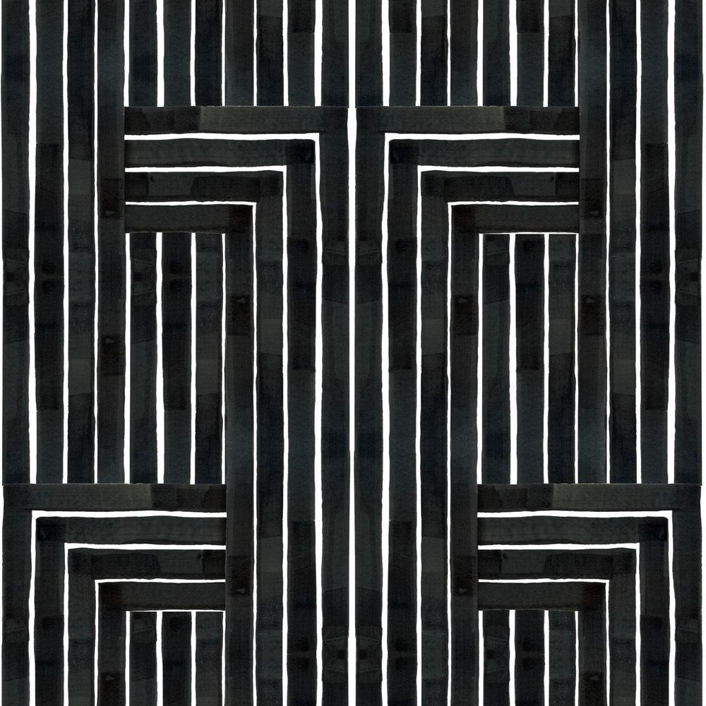 Additional view of Chiseled Wallpaper in black and white, featuring matte finish and wall-applied covering.