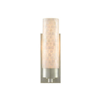 Additional view of Abadan Silver Wall Sconce in pearlescent white and silver, featuring a wall-mounting backplate.