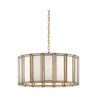 Additional view of Daze Large Pendant in antique brass and frosted white, featuring chain-hung pendant suspension.