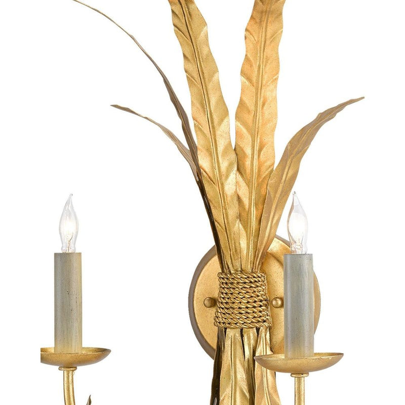Alternate view of Bette Gold Wall Sconce in gold and warm beige.
