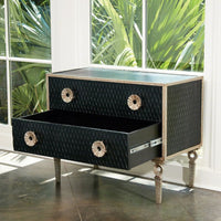 Alternate view of Artisan Chest, featuring wood, metal hardware, and two full-extension drawers.