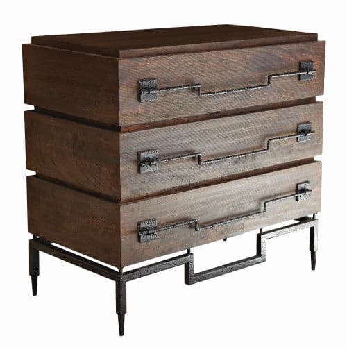 Additional view of Scratch Three-Drawer Chest, featuring matte finish, wood, metal, and three full-width drawers.