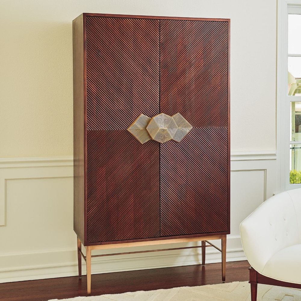 Additional view of Galapagos Bar Cabinet in dark mahogany brown and espresso brown.