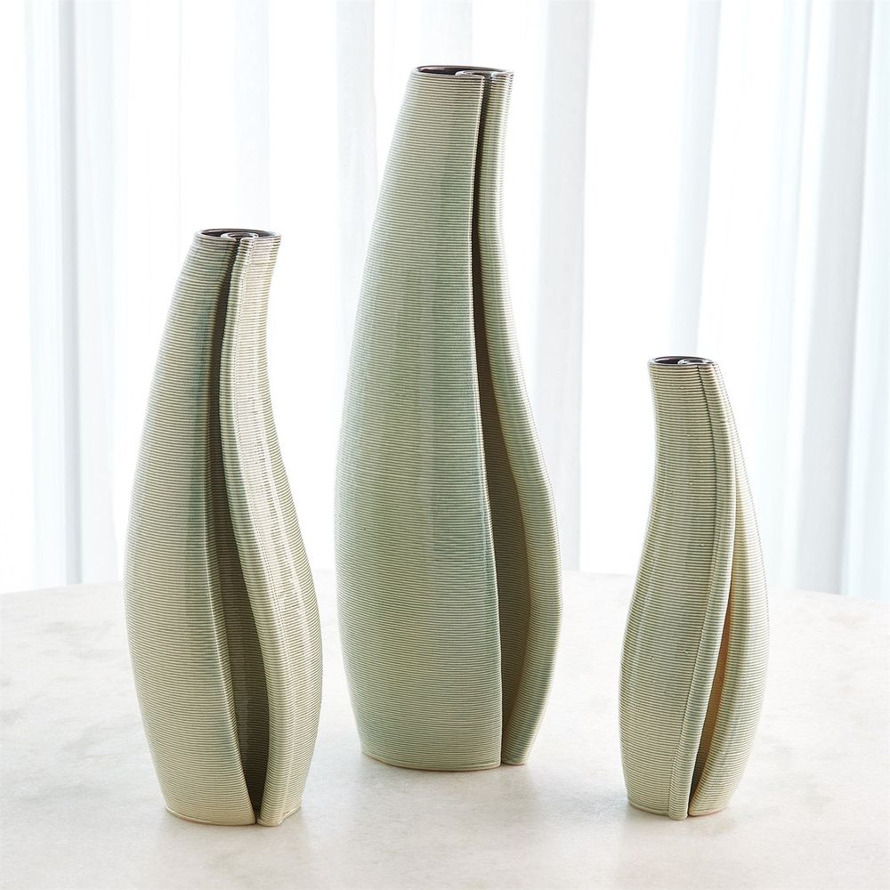 Rift Vase-Washed Green-Lg
