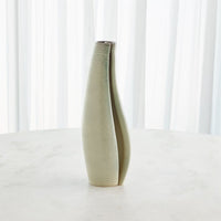 Additional view of Rift Vase-Washed Green-Lg, featuring glossy glaze finish, ceramic, and narrow top opening for stems.