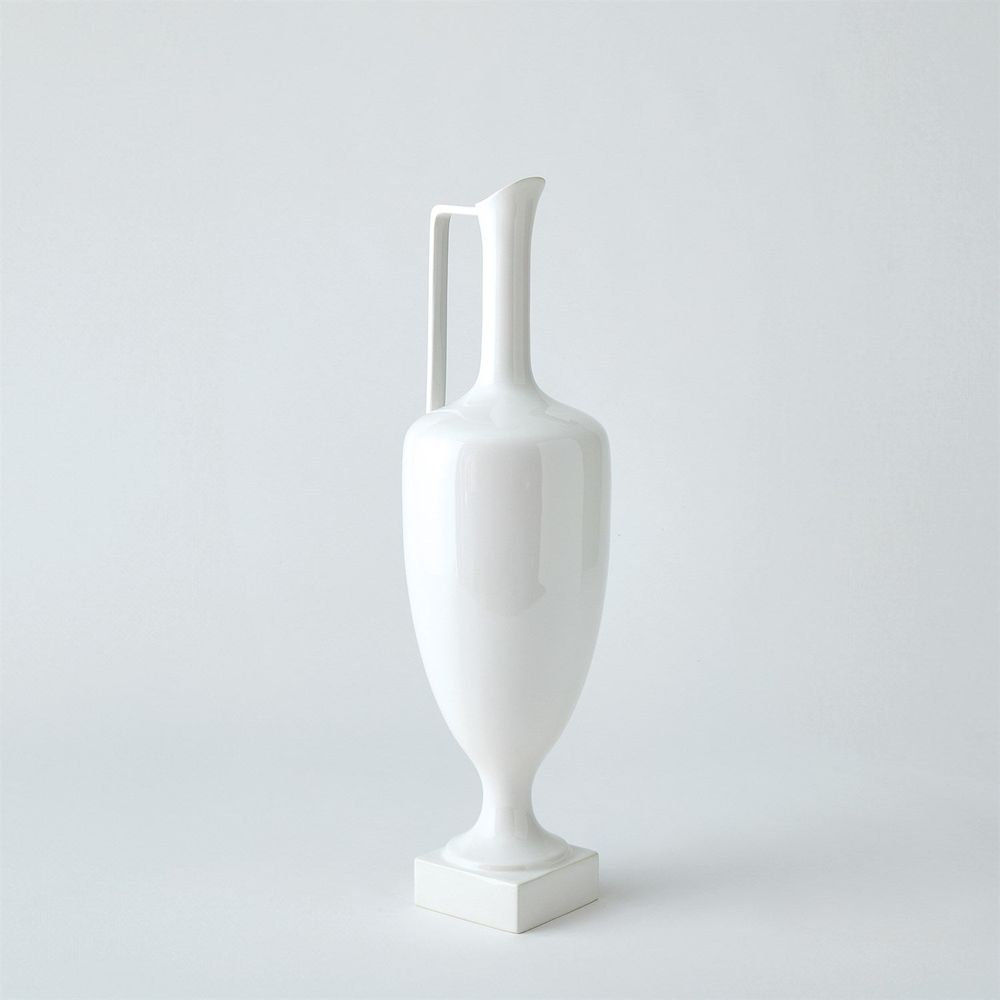 Additional view of Quiet Curve Urn-White-Sm in white, featuring glossy finish and integrated side handle.