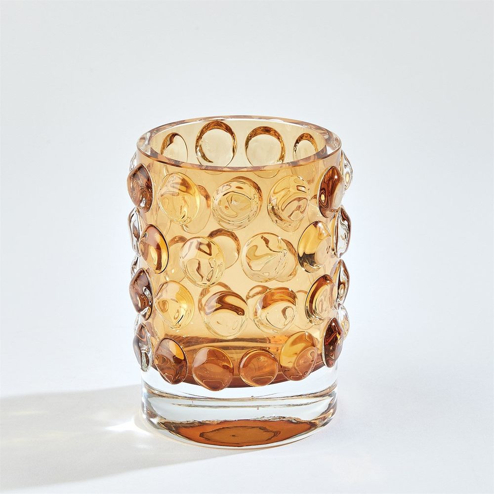 Additional view of Thousand Eye Vase-Amber-Sm, featuring glossy finish, glass, and open-top cylindrical vessel.