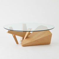 Additional view of Spectrum Cocktail Table-Oak in natural oak and clear glass.