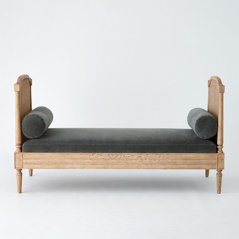 Alternate view of Josephine Daybed-Bleached Oak in charcoal gray and bleached blonde oak.
