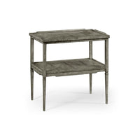 Alternate view of Casual Rectangular Side Table, featuring distressed, wood, and open lower shelf storage.