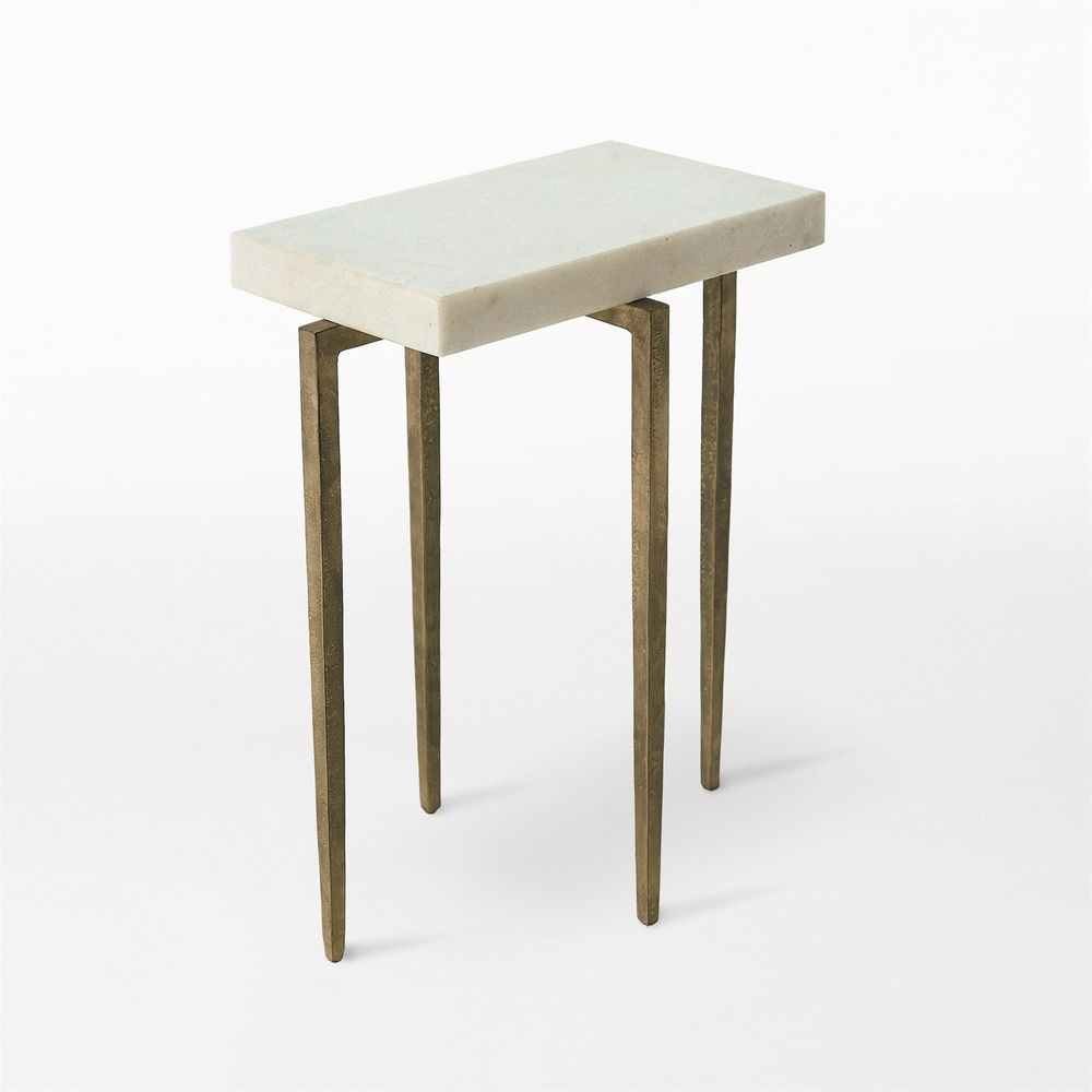 Alternate view of Laforge Accent Table, featuring honed finish, stone, metal, and a compact rectangular top.
