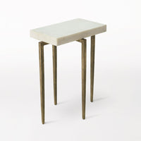 Alternate view of Laforge Accent Table, featuring honed finish, stone, metal, and a compact rectangular top.